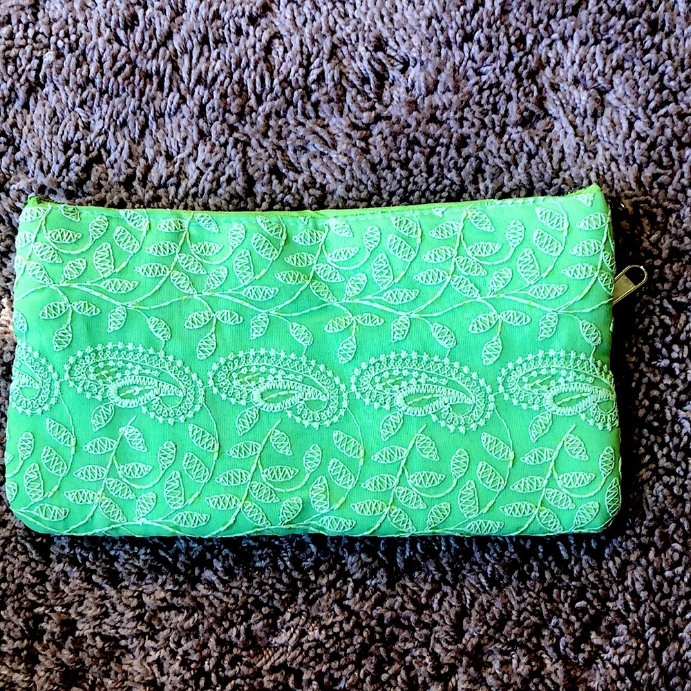 Embroidered clutch